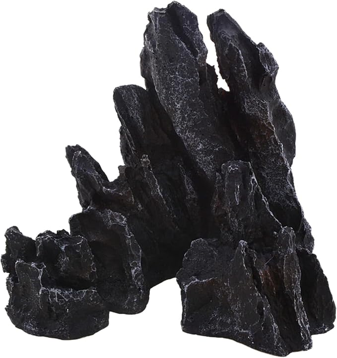 AnRui Aquarium Mountain Artificial Jagged View Stone Decorations Resin Betta Cichlids Hideaway Rock Aquascaping Hiding Cave Hermit Crab Hideout Ornaments (Small)