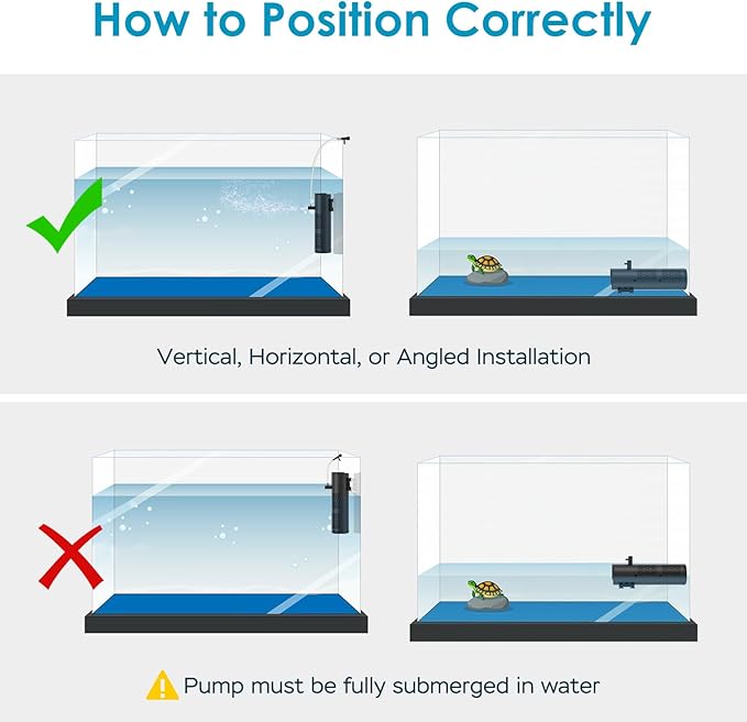 Aquarium Filter for 20-60 Gallon Tanks, Internal Fish Tank Filter, Submersible Turtle Tank Filter, with Aeration/Rainfall Modes and Dual Water Outlet
