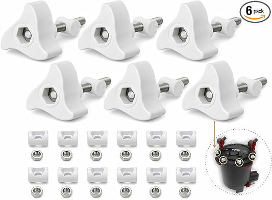 6 Pack A20215 Replacement Parts Compatible with Fluval Canister Filters, Lid Fastener Compatible with Fluval FX6 FX5 FX4 FX2, Includes 6 Fasteners & 12 Barrel Nuts, Secure Fit and Long Lasting