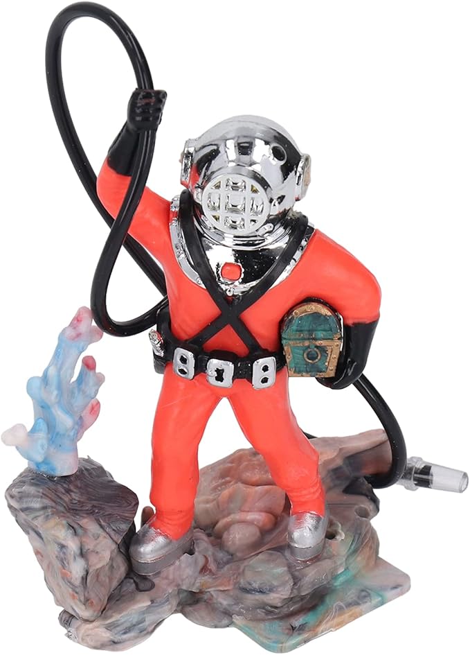 Zerodis Diver Aquarium Decoration, Diver Fish Ornament Aquarium Decorations Kit Floating Device Aquarium Accessories Ornament Play Toy for Fish (Red)
