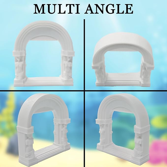 Fish Aquarium Decor Ornaments, Aquarium Minimalist Decorations Small Accessories, European Roman Style Architecture Statue Fish Tank Landscape Ornament, White, 1 Piece