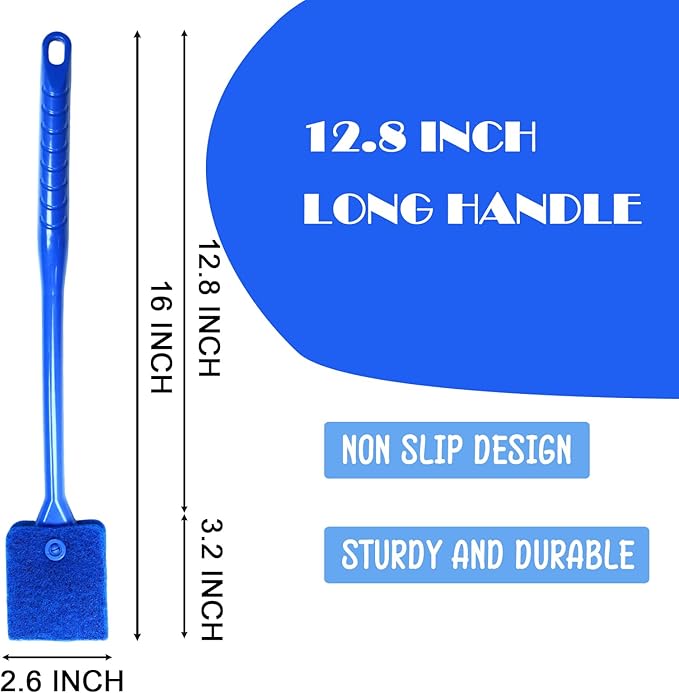 2PCS Fish Tank Cleaning Tools, Aquarium Double Sided Sponge Brush, Fish Tank Cleaner with Long Handle