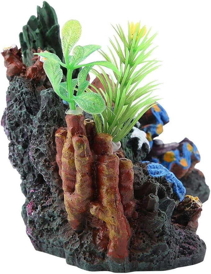 Aquarium CoralCave Decor Colorful Artificial Resin Cave Marine Fish Ornament Mountain View Landscape