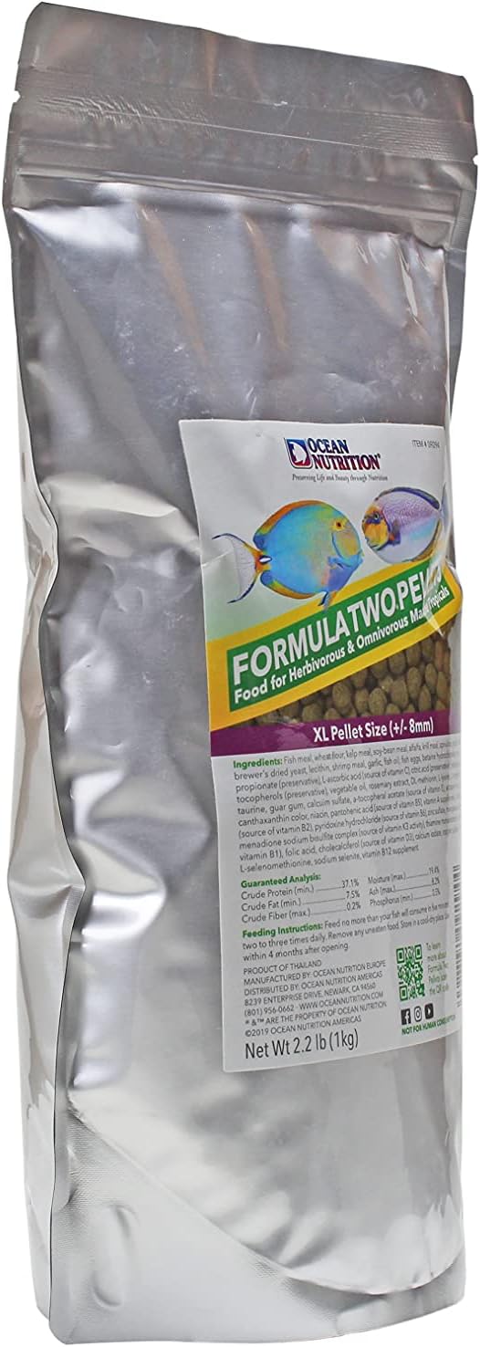 Ocean Nutrition Formula Two Pellets - Fish Food for Herbivorous & Omnivorous Marine Tropical Fish, High Protein(40%) - 2.2 lbs (1 kg) XL Pellets