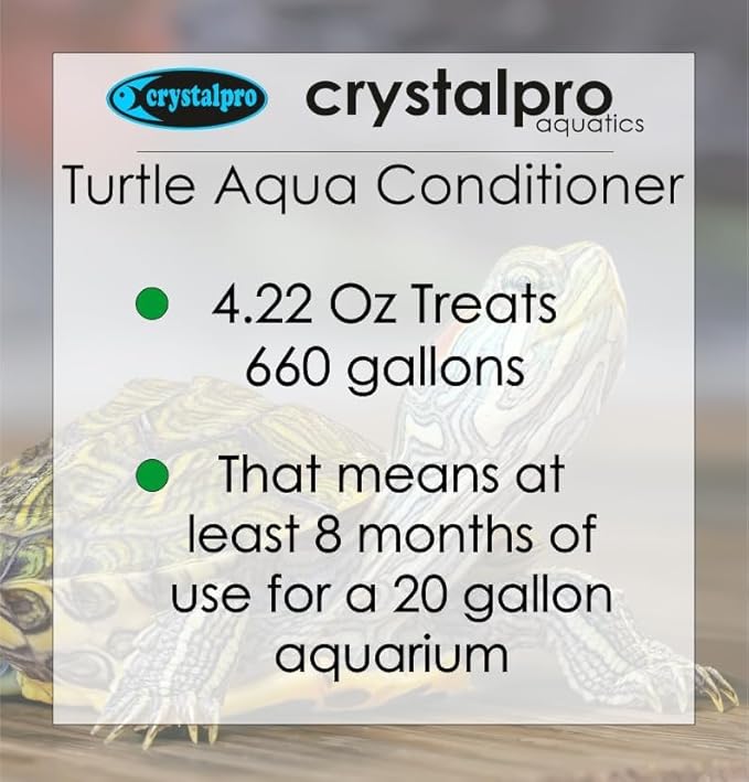 Crystalpro Turtle & Amphibian Water Conditioner 4.22 Oz - Treats 660 Gallons, Neutralizes Chlorine and Ammonia - Makes Tap Water Safe for Amphibian and Reptile Aquariums/Terrariums