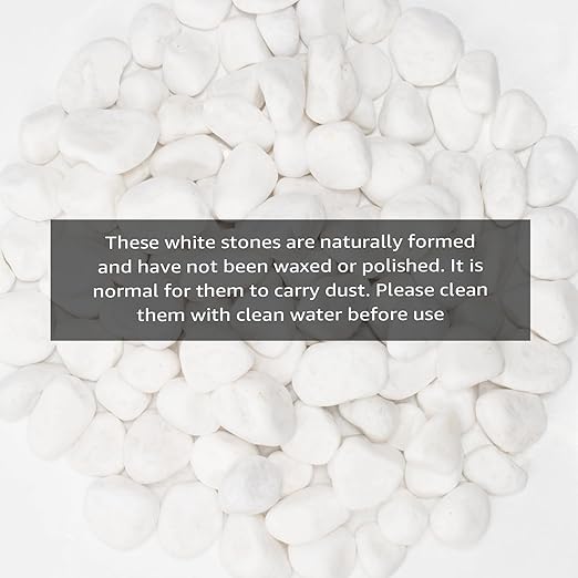 White Natural River Rocks, 1-1.5 Inch Decorative Stones for Plants, Garden, and Landscaping – 10LB, Ideal for Fish Tanks, Vases, Crafting, Home Decor, and Outdoor Landscaping