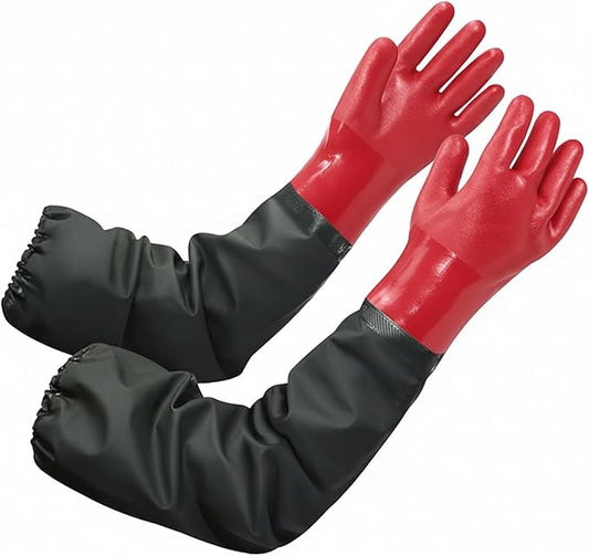 emours Aquarium Gloves Elbow Length Long Sleeve Work Gloves PVC Waterproof Long Rubber Gloves 25-Inch