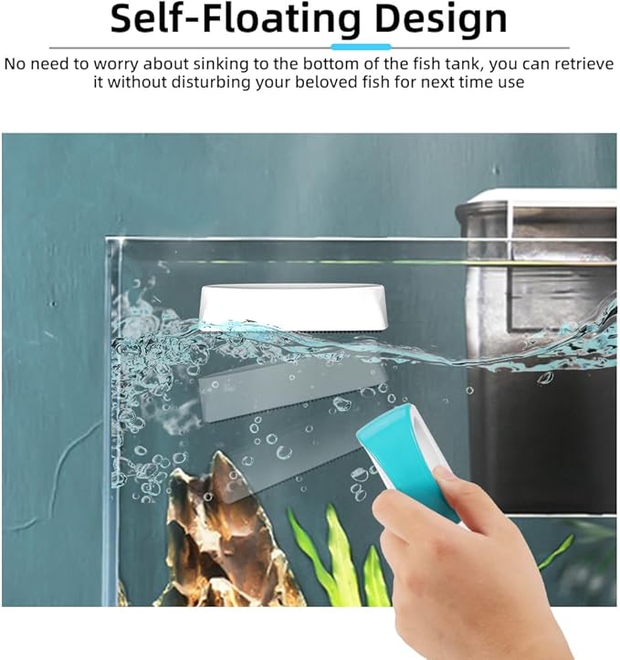 DaToo 2 Pieces Aquarium Magnetic Brush Glass Fish Tank Algae Scrapers Glass Cleaner Floating Scrubber Aquarium Clean Brush (Size S)