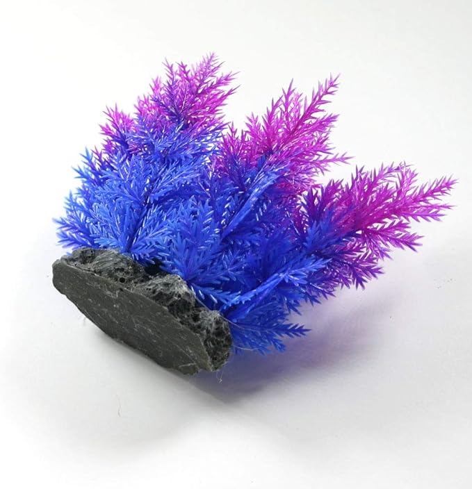 Aquarium Decor Plastic Plants Multicolor Artificial Plant (Pink/Blue #6-4.5" h)