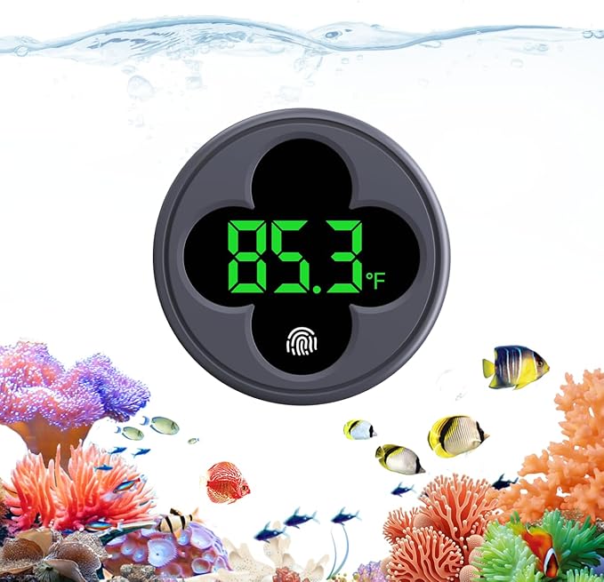 PAIZOO Aquarium Thermometer Digital, LED Fish Tank Thermometer Wireless Accurate Temperature Gauge to ±0.9℉, Aquarium Accessories for Fish Tank, Betta, Axolotl Tank or Aquatic, Replaceable Battery