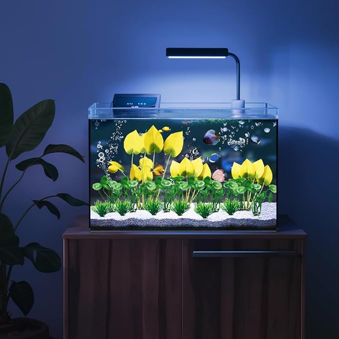 Artificial Aquarium Plants, 15-Piece Plastic Decorative Set, Lifelike Underwater Garden (Yellow)