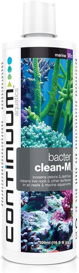 Continuum Aquatics Bacter Clean M for Reef & Marine Aquariums – Loosens Detritus, Cleans Live Rock, Reduces Organic Waste & Enhances Water Clarity Naturally, 500ml
