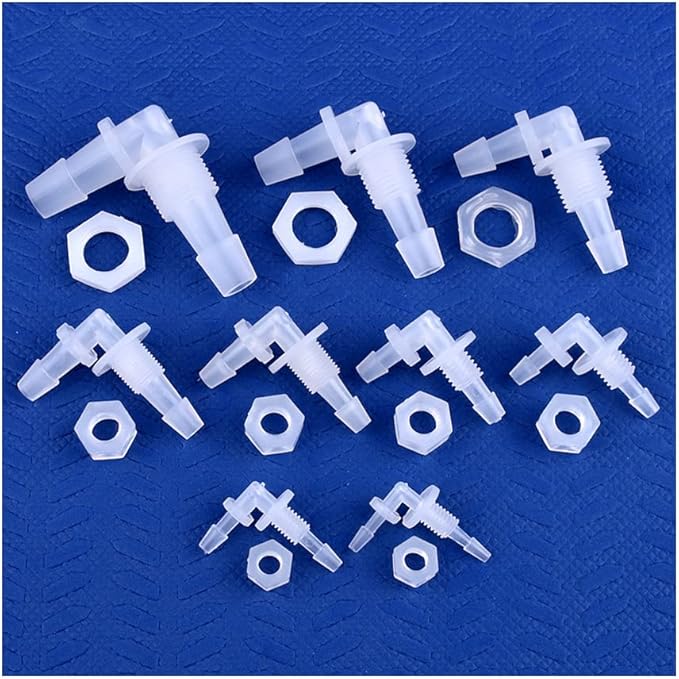 5Pcs Hex Nut PP Pagoda Elbow Connectors Aquarium Tank Air Pump Hose Joints Irrigation Pipe Fittings,6.4-G1I4-6.4