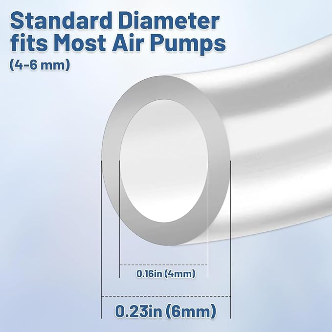 3/16" Aquariums Airline Tubing 6.5 Feet Standard Aquarium Tubing for Fish Tank Flexible Air Hose Pure Hose Aquarium Garden Terrarium Pond