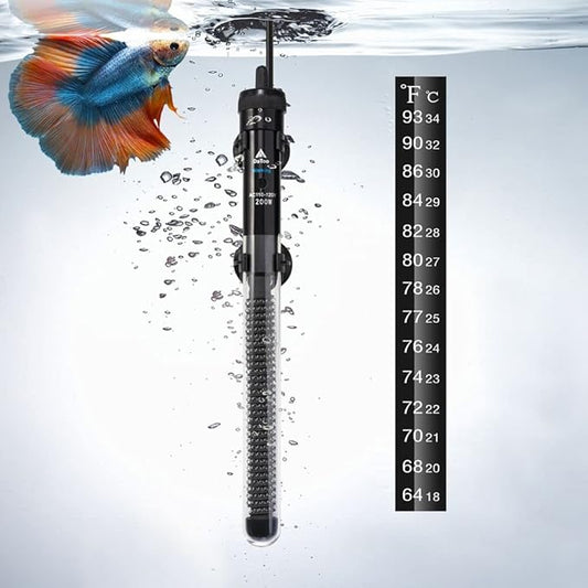 DaToo Aquarium Heater Adjustable 200W Submersible Fish Tank Heater with Electronic Chip Thermostat Suitable for Marine Saltwater and Freshwater