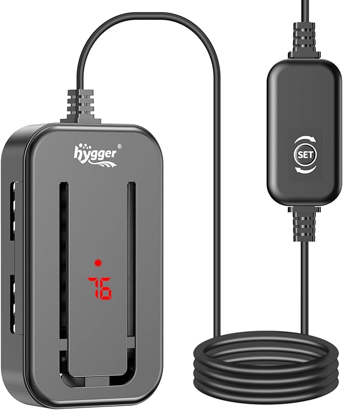 hygger 15-25 Gallon Short Fish Tank Heater, 150W 200W 250W Adjustable Submersible Aquarium Heater with Digital Display Controller, Run Dry & Overheating Protection