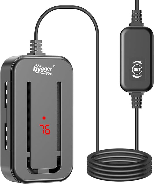 hygger 15-25 Gallon Short Fish Tank Heater, 150W 200W 250W Adjustable Submersible Aquarium Heater with Digital Display Controller, Run Dry & Overheating Protection