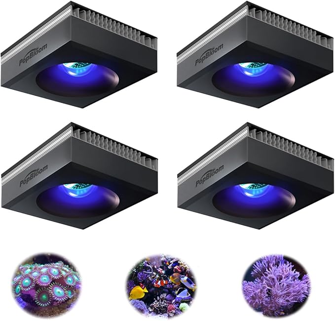 PopBloom 4PCS RL90 Full Spectrum Led Aquarium Light Fish Tank LED Light Reef Light Marine Aquarium Tank Lamp for 96" 240CM Reef Fish Tank Light with Smart APP Control