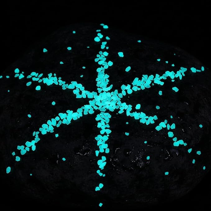 Shiny Stone Glow in The Dark Aquarium Neon Gravel Sand, Decorative Rocks for Fish Tank and Fairy Garden, Home Dec,305g/0.67lbs (3-5mm, Aqua)