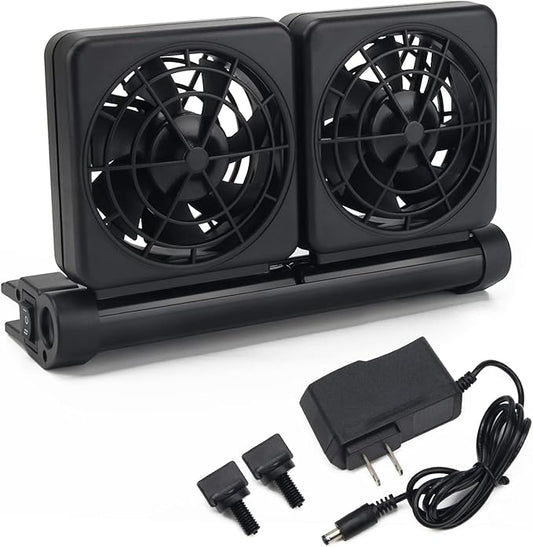 Aquarium Fan 2 3 4 Heads, Aquarium Chillers Cooling Fan Adjustable Fish Tank Cooling Fan with 2 Wind Speed Fan for Water Tank, Aquarium Tank Chiller (2 Head)