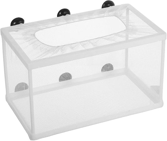 Toddmomy Fish Net Big Size Fry Hatchery Incubator with Suction Cups for Aquarium Fish Nursery Tank Polyester Mesh 10.23X5.90X5.90In
