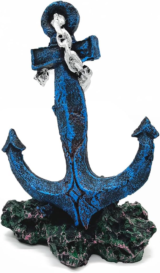 J-star Aquarium Anchor Decor, Realistic Ship Anchor Ornament for Fish Tank, Resin Underwater Decoration for Freshwater & Saltwater