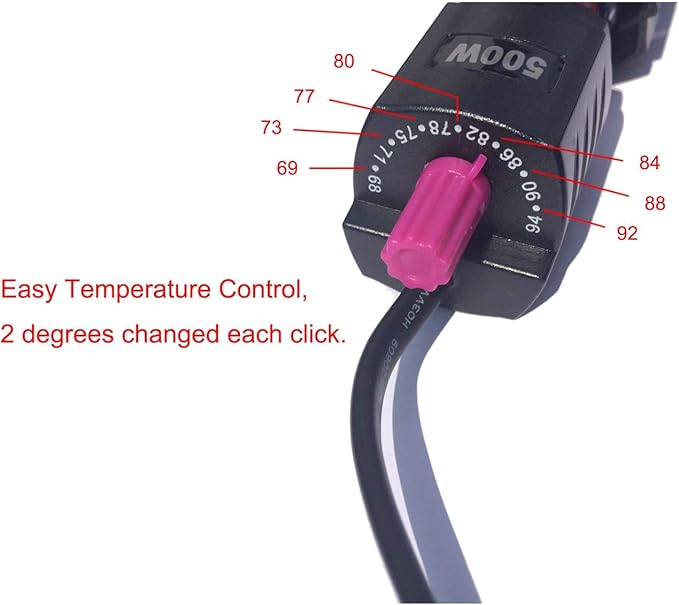 ZHGSERVU 500W Aquarium Heater Auto Thermostat Submersible 500 Watt Fish Tank Heater with Durable Quartz Glass and Protective Sleeve 3 Suckers for Saltwater or Freshwater 50-90 Gallon