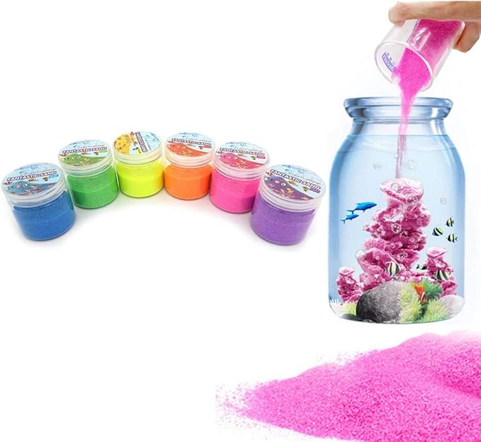 JULAN 6 Pack Magic Sand - Space & Colored Sand Toys for Kids & Adults - 6 Colors