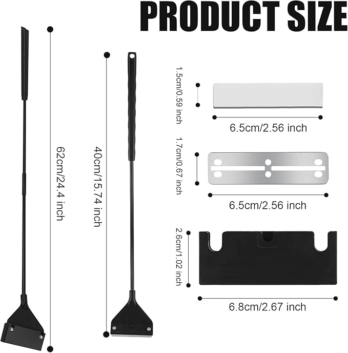 PEUTIER Algae Scraper for Glass Aquariums, 24.4 inch Extendable Handle Aquarium Scraper Scrubber Fish Tank Cleaner 2 in 1 Razor Scraper with 10 Blades Aquarium Cleaning Tools Fish Tank Accessories