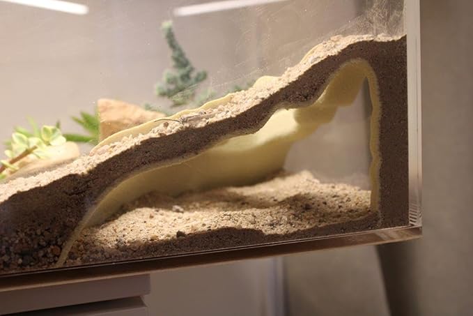 Aquarium/Terarrium Corner Cave Shelter, Burrowing Fish Tunnel Shelter with Sand Slope Design, Decor for Reptiles, Fish and Shrimp, Catfish, Shrimp and Small Aquatic Pets (Brown)