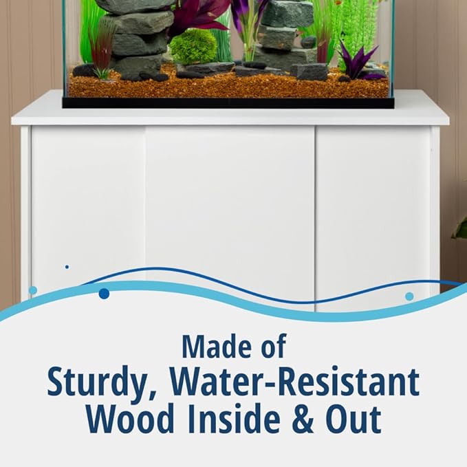 Tetra 40 Gallon Fish Tank Stand, Easy to Assemble in Less Than 1 Minute, No Tools Required, Water-Resistant Wood Stand for Freshwater and Saltwater Aquariums, Sturdy Stand Designed for Durability