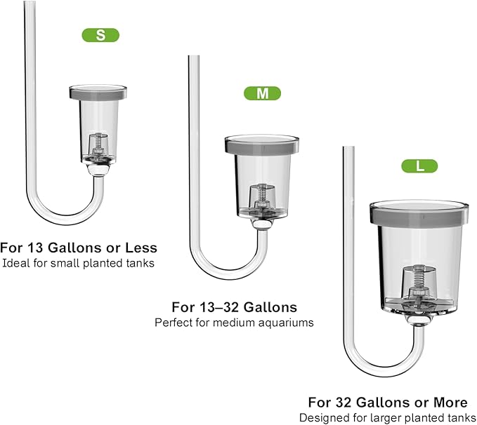 FZONE Acrylic Aquarium CO₂ Diffuser with Built-in Check Valve & Bubble Counter, Syringe & Suction Cup – Fine Bubble CO₂ Delivery for Planted Tanks (M-25mm)