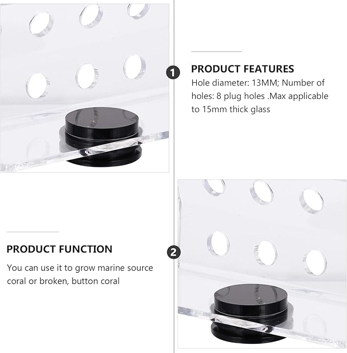 balacoo Magnetic Coral Rack Acrylic 8 Hole Coral Frag Holder Aquarium Fish Tank Coral Stand Support for Aquarium Fish Tank Supply