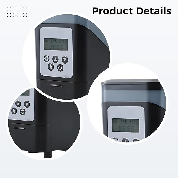 Automatic Fish Feeder X1 for Aquarium, LCD Display, 15.22 oz/450 mL Capacity, Adjustable Dispenser, Moisture-Resistant, 3 Outlets, Fish/Turtle Use, 3 Suction Cups