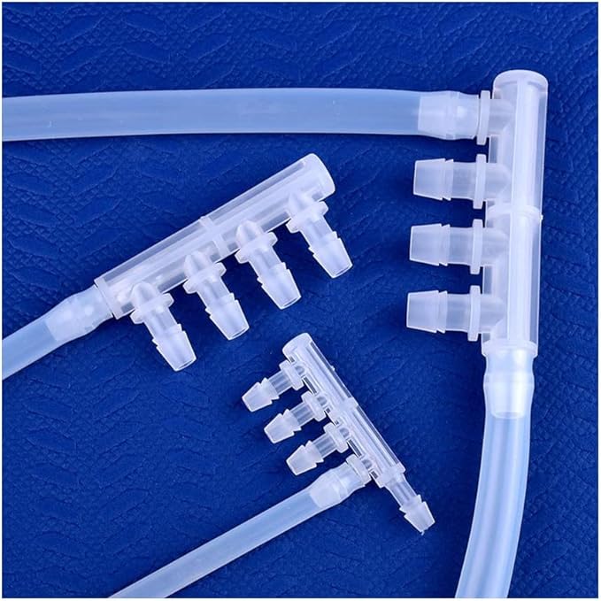 5pcs PP Equal Dia 5-Ways Connector Aquarium Tank Air Pump Hose Joint Garden Irrigation System Pipe Pagoda Joints,2.4mm