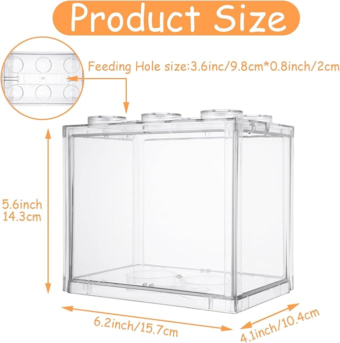 QTLCOHD 4 Pack Small Betta Fish Tank, 0.6 Gallon Mini Aquarium Tank, Clear Stackable Fish Bowl, Acrylic Tiny Cube Tank for Beta Fish Sea Monkeys Shrimp Snails