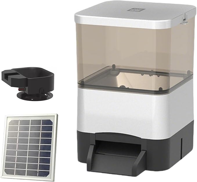Automatic Fish Feeder for Pond 4l/10l Large Capacity,Automatic Pond Fish Food Dispenser Vacation Timer Pond Fish Feeder Adjustable Food Dispenser Moisture-Proof Outdoor Koi Feeding(Silver,10L)