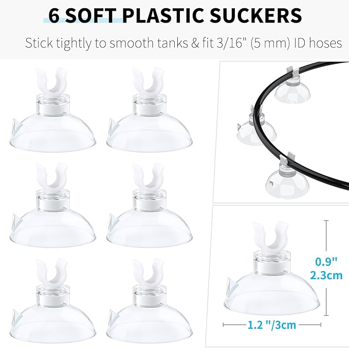 Pawfly 26 Feet Aquarium Air Tubing Standard 3/16" Airline Tubing Air Pump Accessories with Air Stones, Check Valves, Suction Cups and Connectors