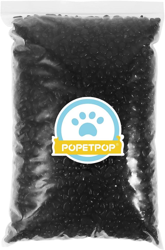 POPETPOP 4.4lbs Aquarium Gravel 1/10' Polished Fish Tank Gravel Black Aquarium Rocks Fish Tank Rocks Bulk Decor Landscaping Terrarium Supplies Vase Filler
