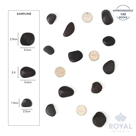 River Rocks Decorative Ornamental Vase Filler 1"-1.5" Black Aquarium Gravel 30 lbs - Landscaping Pebbles for Indoor Plants, Fish Tank Gravel, Terrarium& Home Decor, DIY & Crafting – Royal Imports
