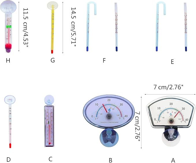 Fish Aquarium Liquid-in-Glass Thermometer Type Cane-Shape Thermometer Temperature Meter