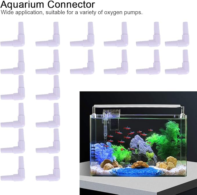GLOGLOW Plastic Hose Barb Fittings, 20pcs Hose Barb 90 Degree L Right Angle Elbow Union Fitting Water Fuel Air Aquarium Joints Increasing Oxygen Pump Tubing Connectors