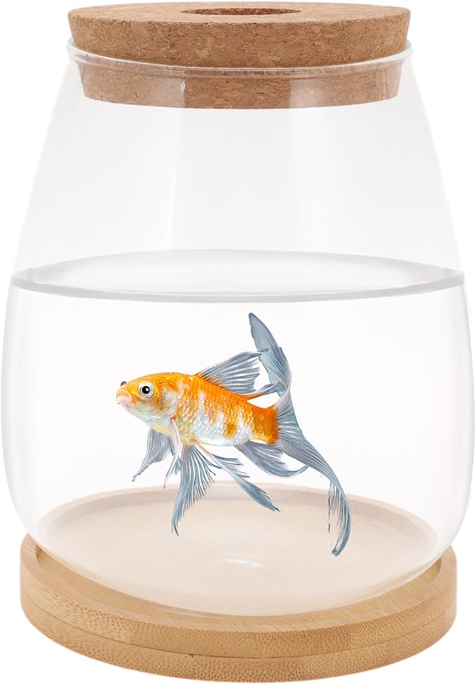 Fish Tank Desktop Hydroponic Propagation, Fish Bowl Indoor Aquatic Garden Set for Home, Office, or Dorm Decor, 3.35"x5.71", Clear, 1 Set