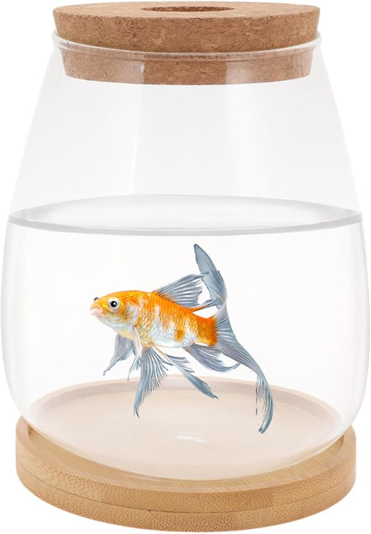 Fish Tank Desktop Hydroponic Propagation, Fish Bowl Indoor Aquatic Garden Set for Home, Office, or Dorm Decor, 3.35"x5.71", Clear, 1 Set
