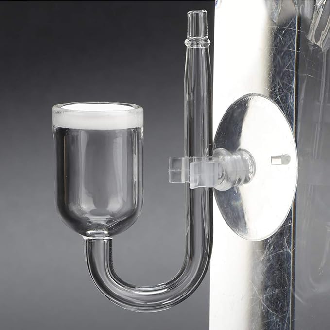 TOPINCN Aquarium CO2 Diffuser High Transparent Glass Aquarium Carbon Dioxide Diffuser Atomiser with U-Shape Tube for Fish Plants Water Grass