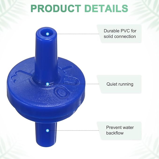M METERXITY 10-Pack Aquarium Air Check Valve, Plastic One Way Non-Return Valves Air Valve Air Tubing Accessories Air Pump Accessories for 3/16" Airline Tubing Fish Tank [Blue]