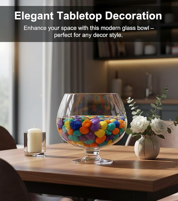 SUPVOX Glass Fish Bowl 6.7 Inch Round Goldfish Tank - Clear Glass Aquarium for Desktop Hydroponic Plants and Home Office Decor