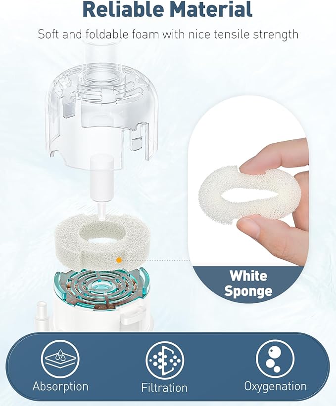 Pawfly 4 Pack Aquarium Bio-Sponge Filter Replacement Sponges White Foam for This Small 5 Gallon Sponge Filter