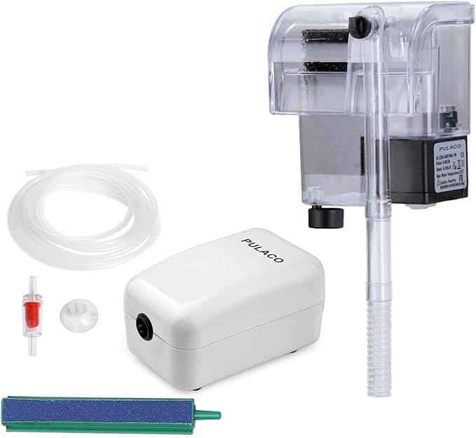 PULACO Aquarium Air Pump and Small Aquarium Filter