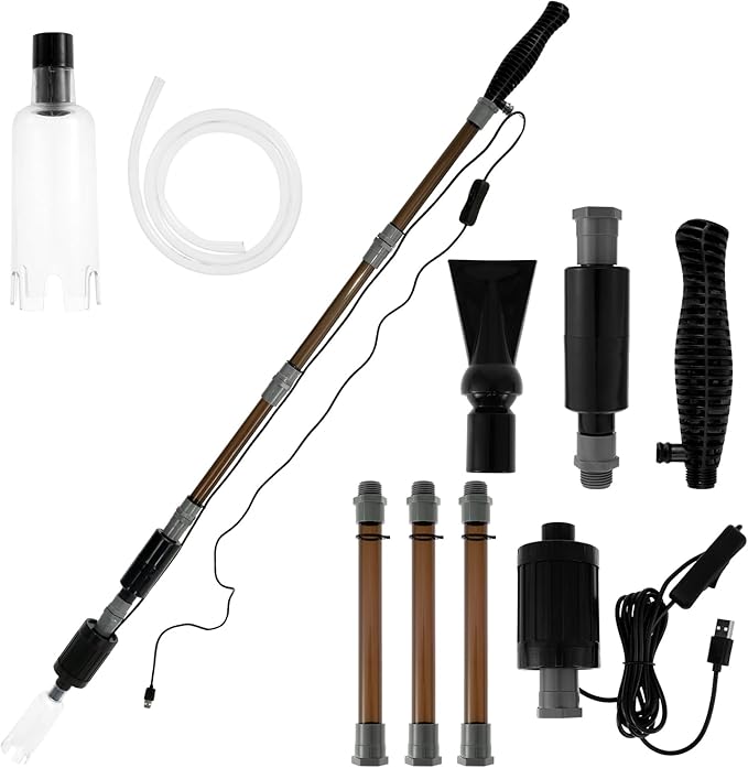 Aquarium Gravel Cleaner Electric Fish Cleaning Tools with Strong Suction Fish Gravel Cleaner Fish Cleaner Fish 6 in 1 Vacuum Gravel Cleaner for Wash Sand Water Changing